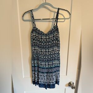 Hollister Navy and White Patterned Romper